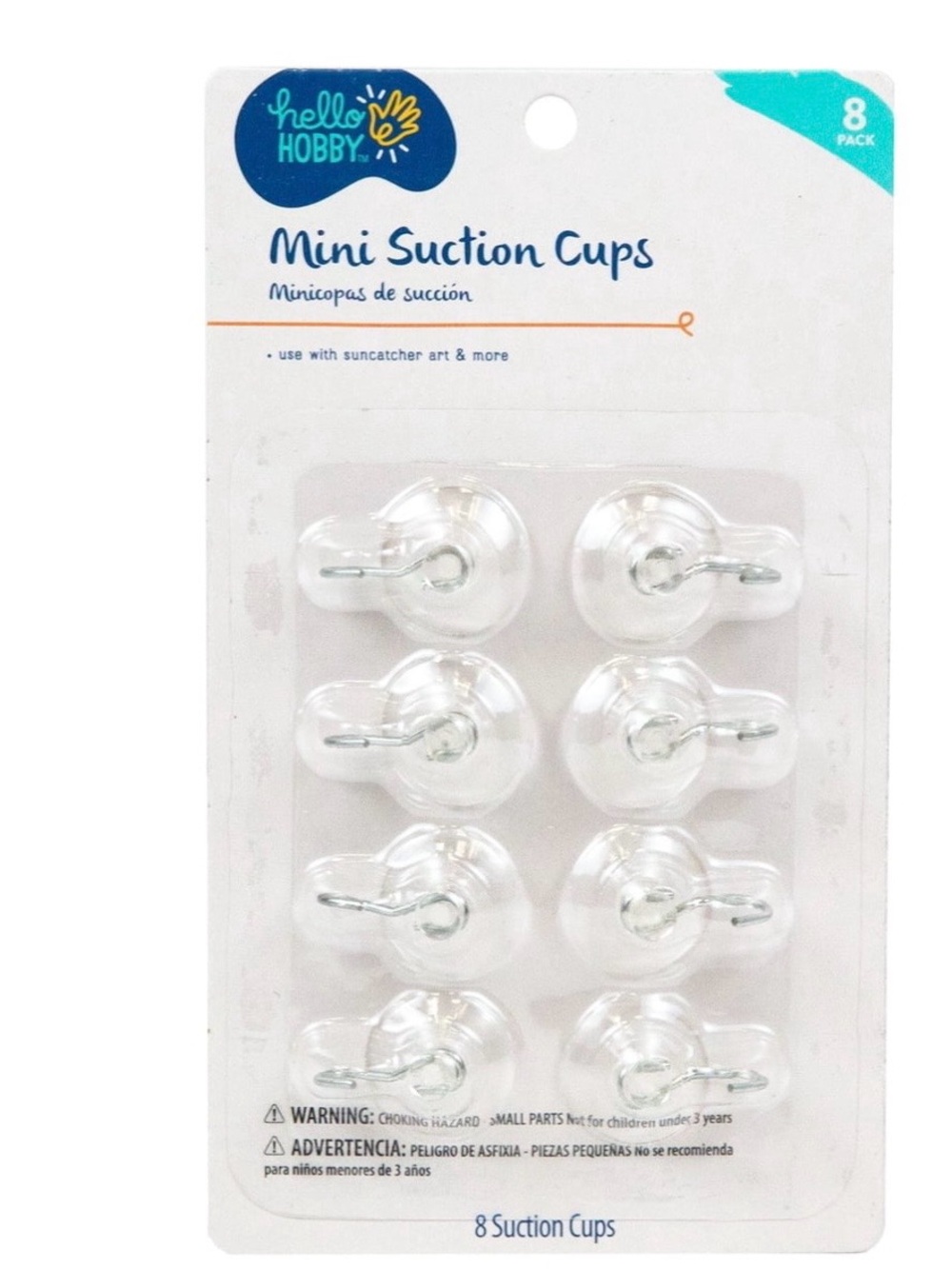 5 packs Clear Mini Suction Cups - 8 per pack, .75” each, 40 total suction cups